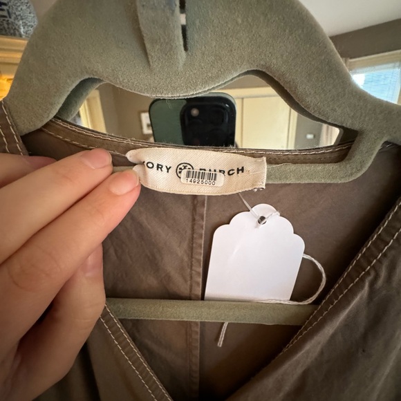 Olive green khaki wrap dress TORY BURCH POPLIN - Picture 5 of 9